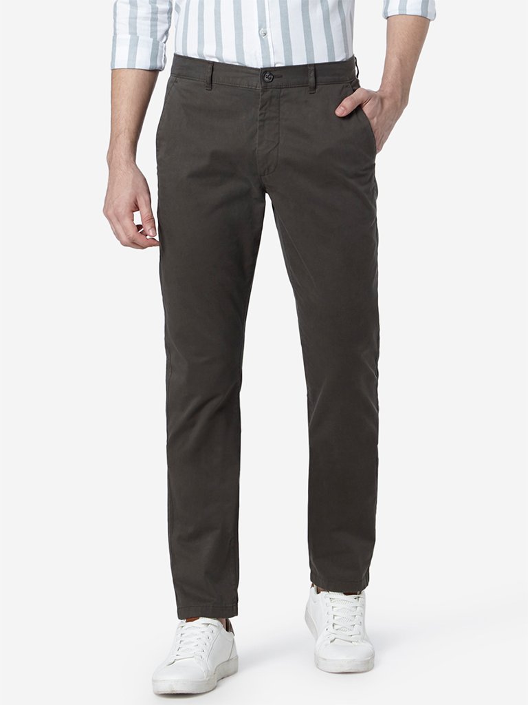 WES Casuals Olive Slim-Fit Chinos