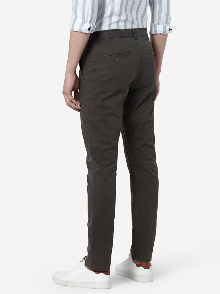 WES Casuals Olive Slim-Fit Chinos