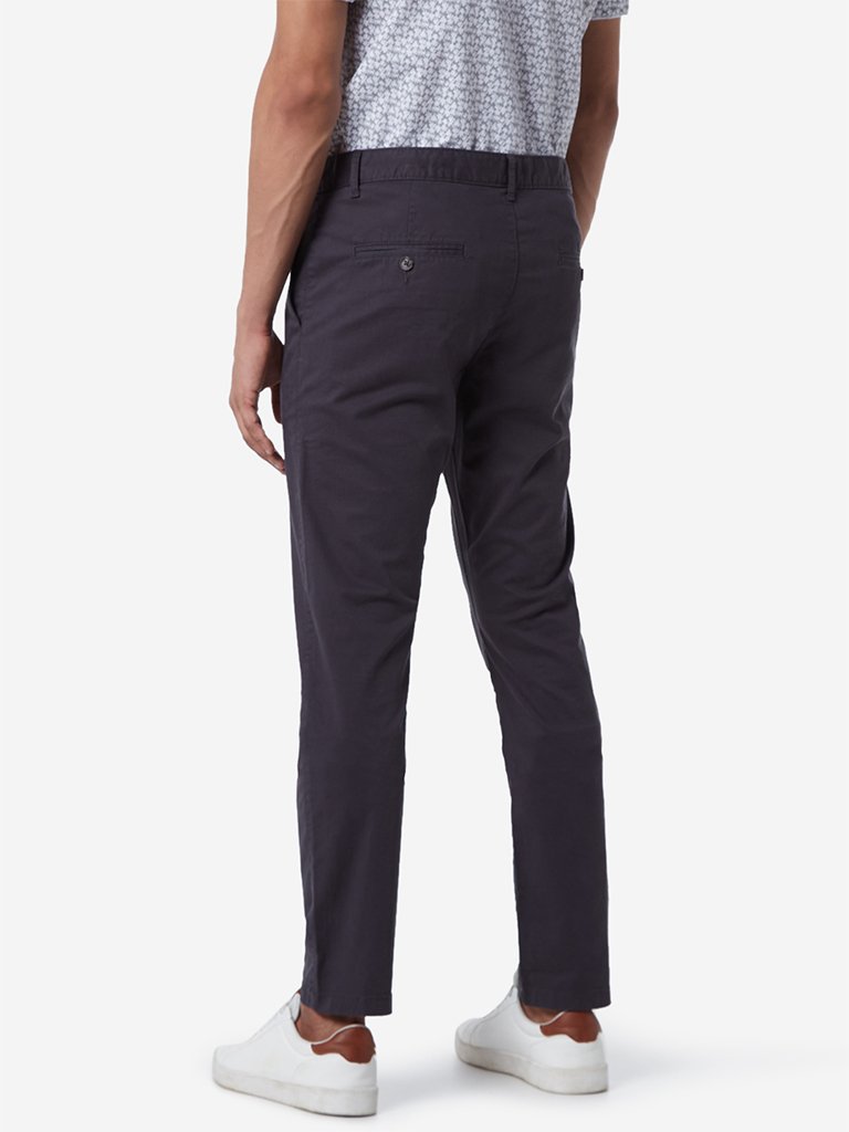 WES Casuals Charcoal Slim Fit Chinos