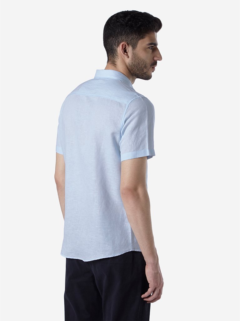 WES Casuals Light Blue Slim Fit T-Shirt