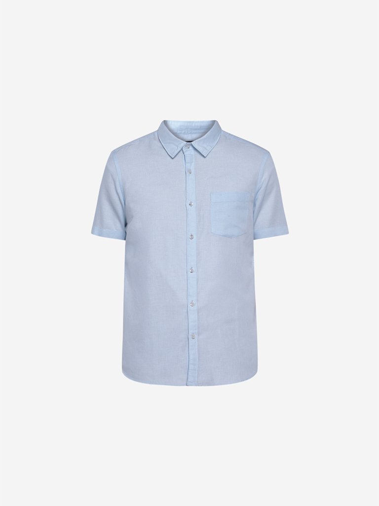 WES Casuals Light Blue Slim Fit T-Shirt