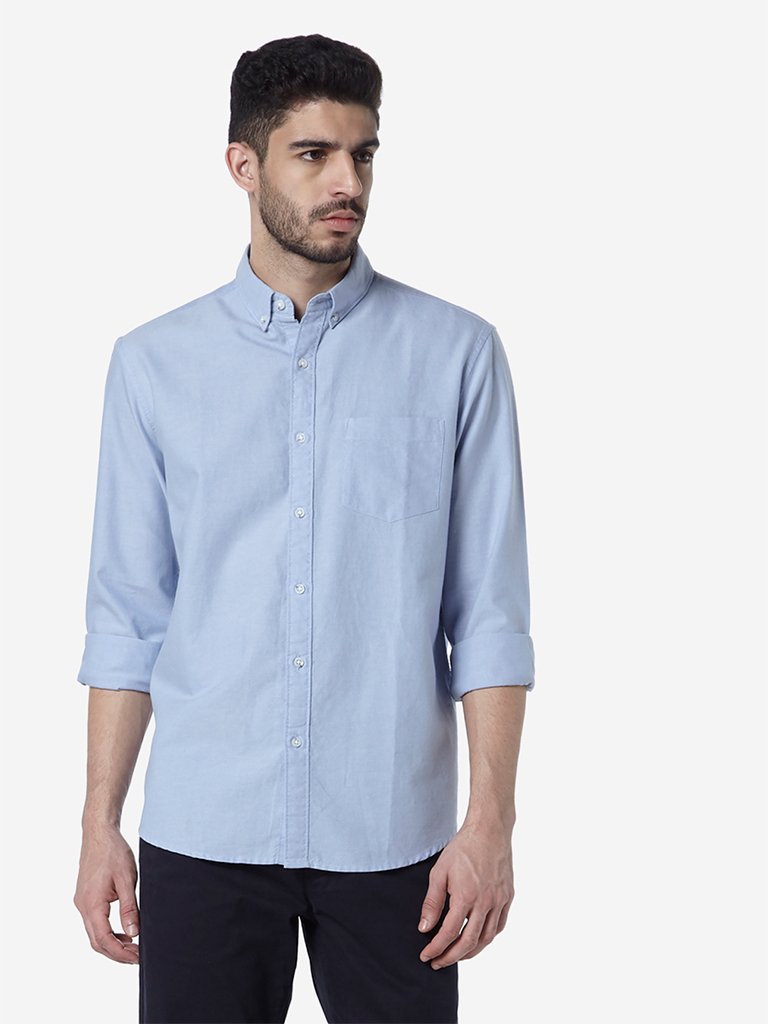WES Casuals Light Blue Relaxed Fit Shirt