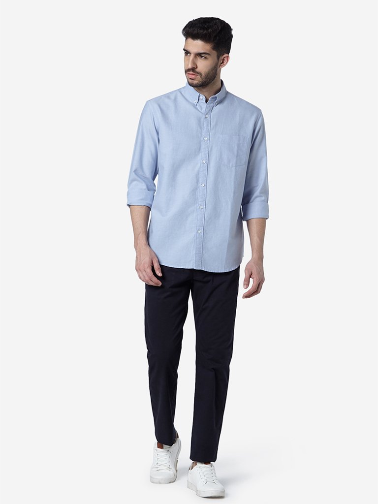 WES Casuals Light Blue Relaxed Fit Shirt