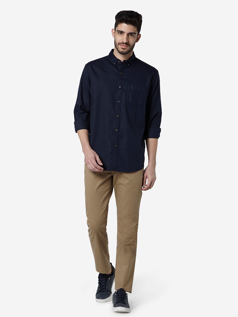 WES Casuals Navy Relaxed Fit Shirt