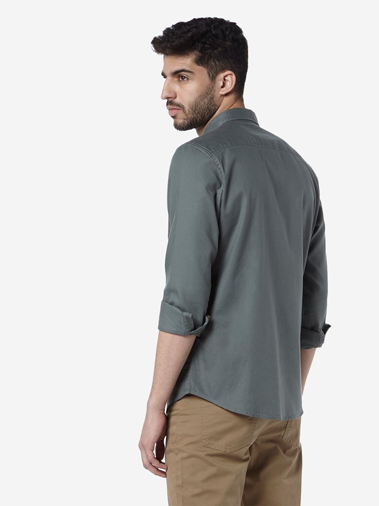 WES Casuals Light Olive Slim Fit Shirt