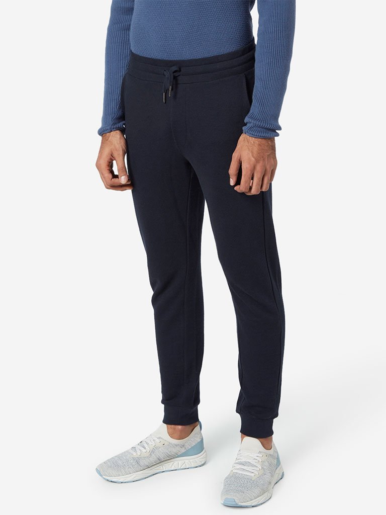 ETA Navy Self-Textured Slim Fit Joggers