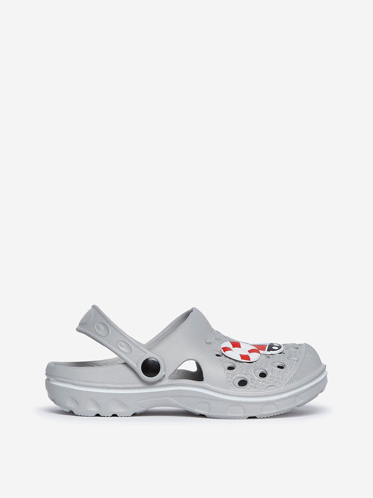 Yellow Kids Grey Nautical Detailed Clogs