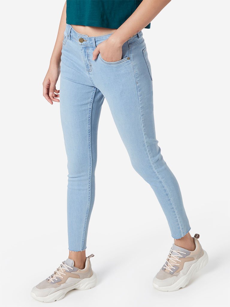 Nuon Light Blue Skinny Fit Mid Waist Jeans