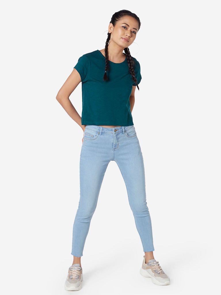 Nuon Light Blue Skinny Fit Mid Waist Jeans