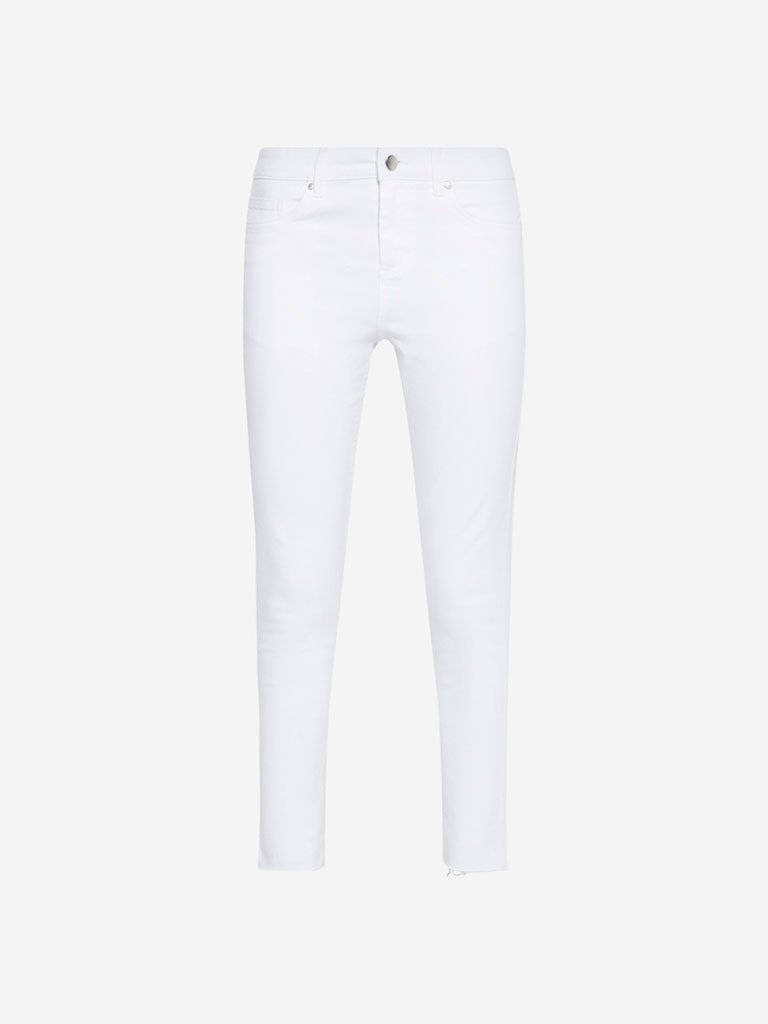Nuon White Skinny Fit Mid Waist Jeans