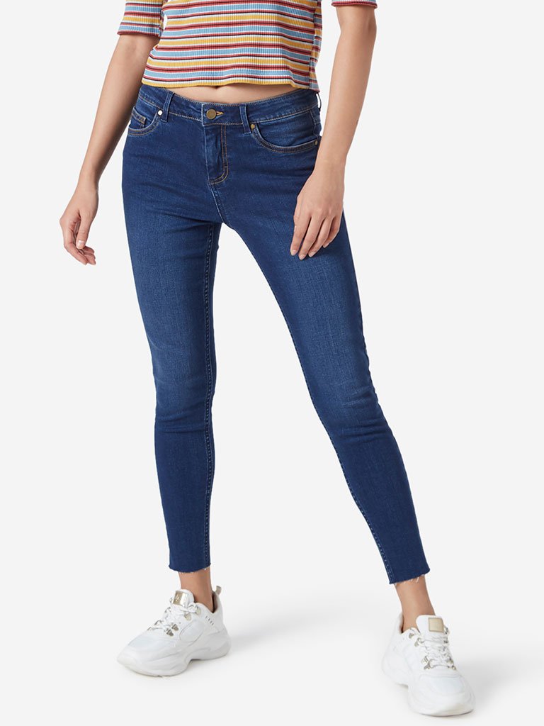 Nuon Dark Blue Skinny Fit Mid Waist Jeans