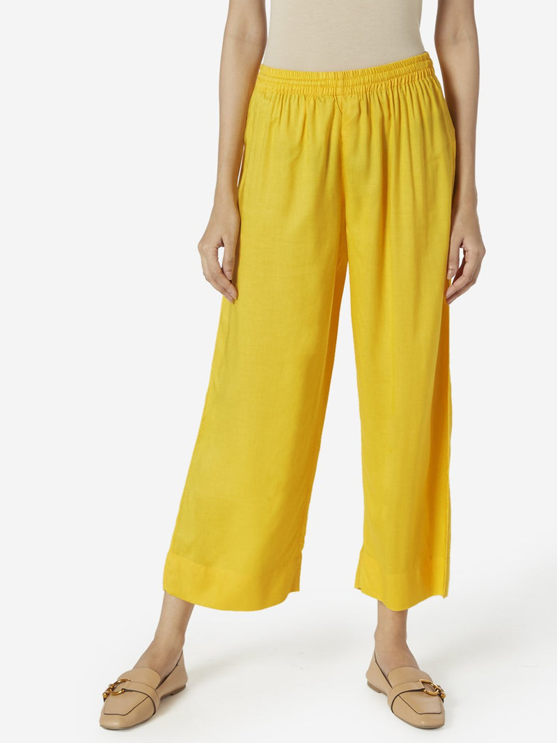 Utsa Yellow Cropped Palazzos