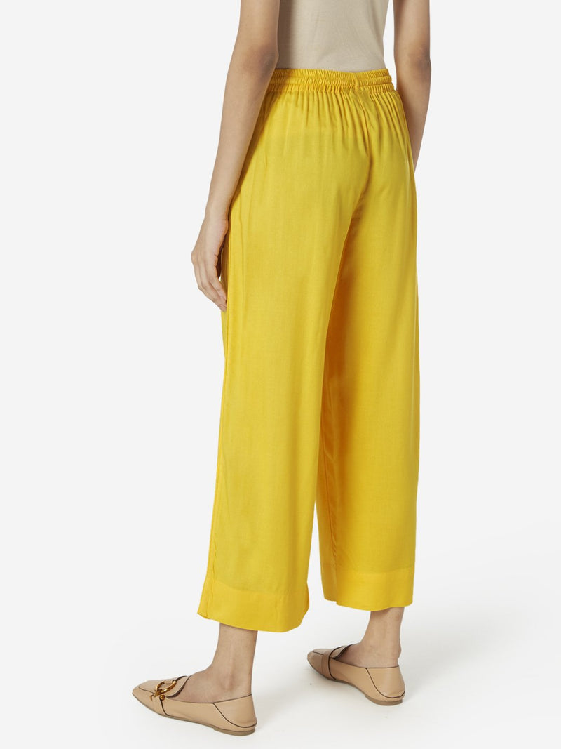 Utsa Yellow Cropped Palazzos