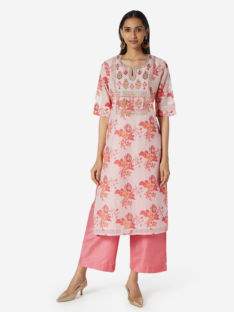 Vark Pink Straight Kurta And Palazzos