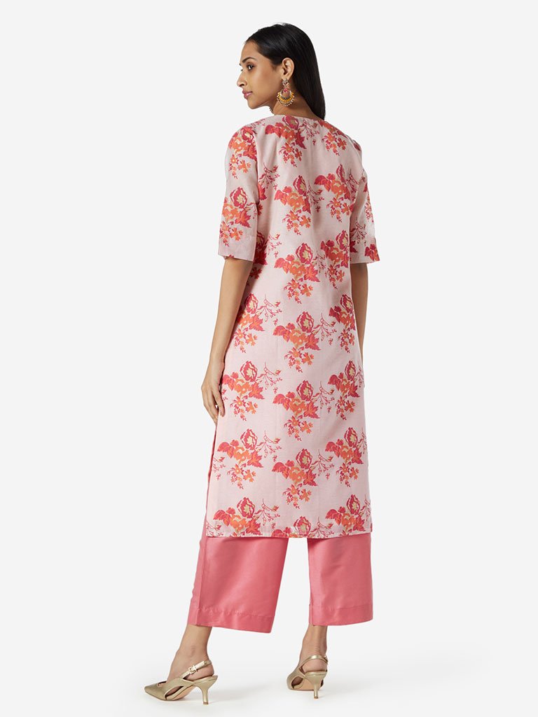 Vark Pink Straight Kurta And Palazzos