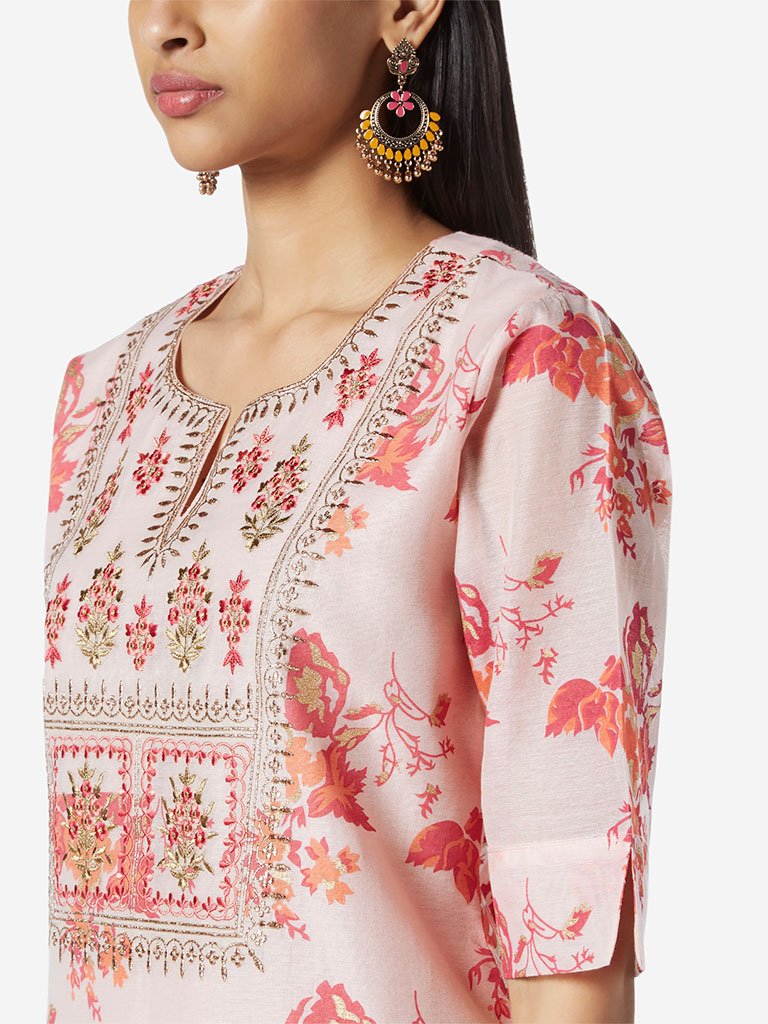 Vark Pink Straight Kurta And Palazzos