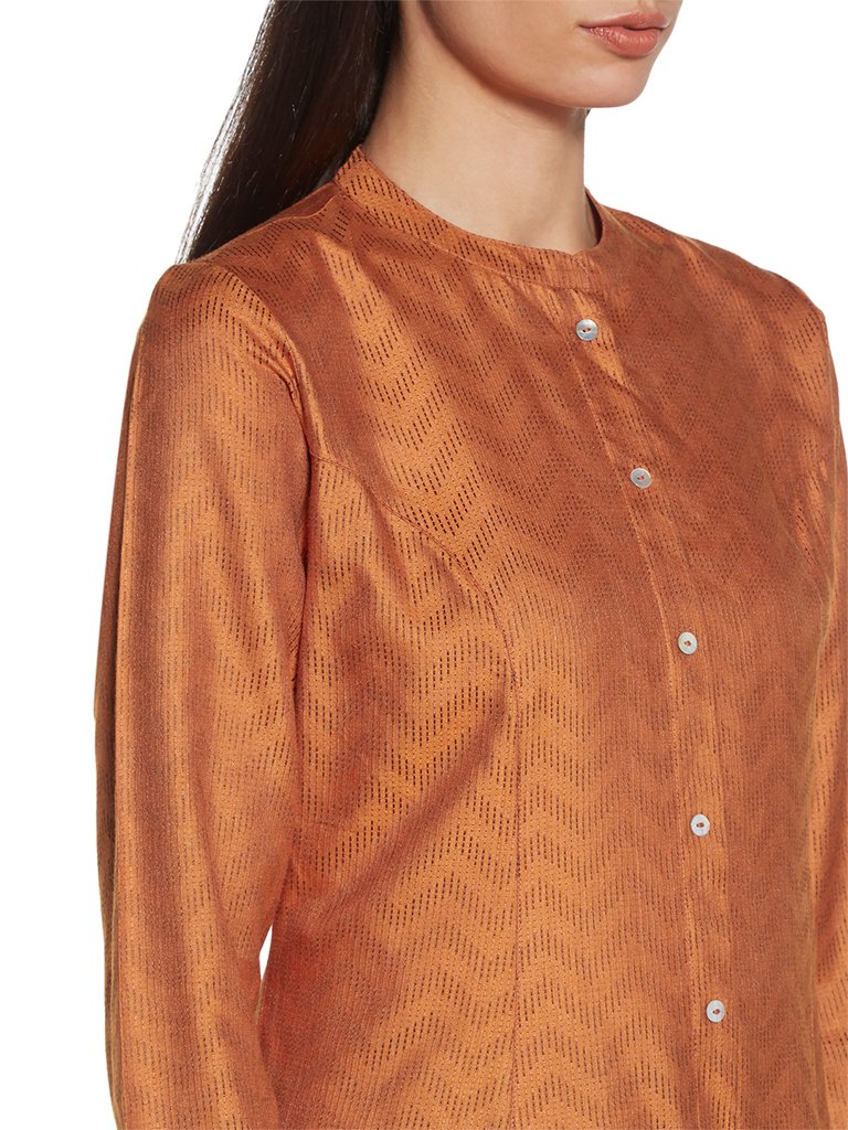 Zuba Orange Chevron Print A-line Kurta