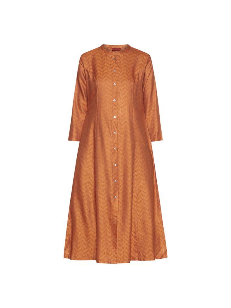 Zuba Orange Chevron Print A-line Kurta