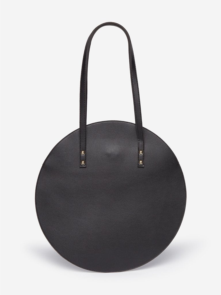 LOV Black Round Tote Bag