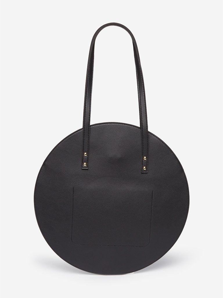LOV Black Round Tote Bag