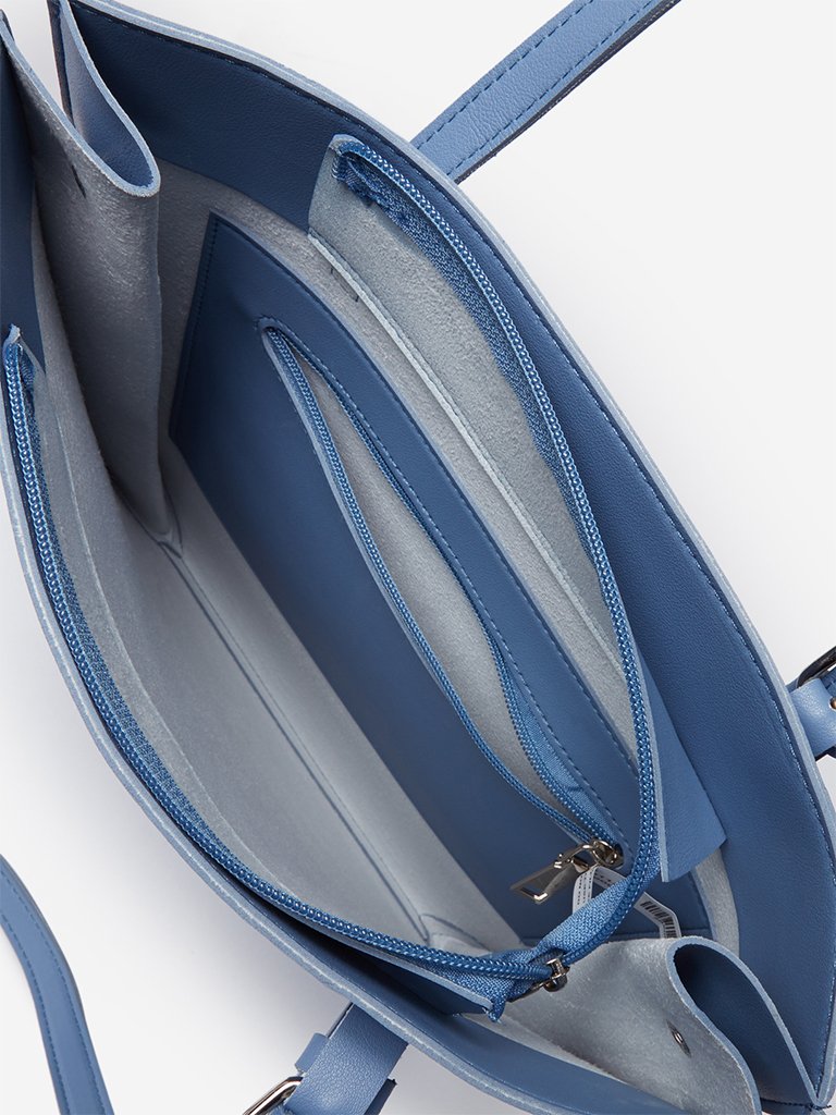 LOV Blue Faux-Leather Tote Bag