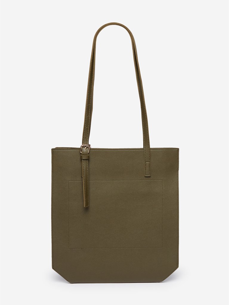 LOV Olive Faux-Leather Tote Bag