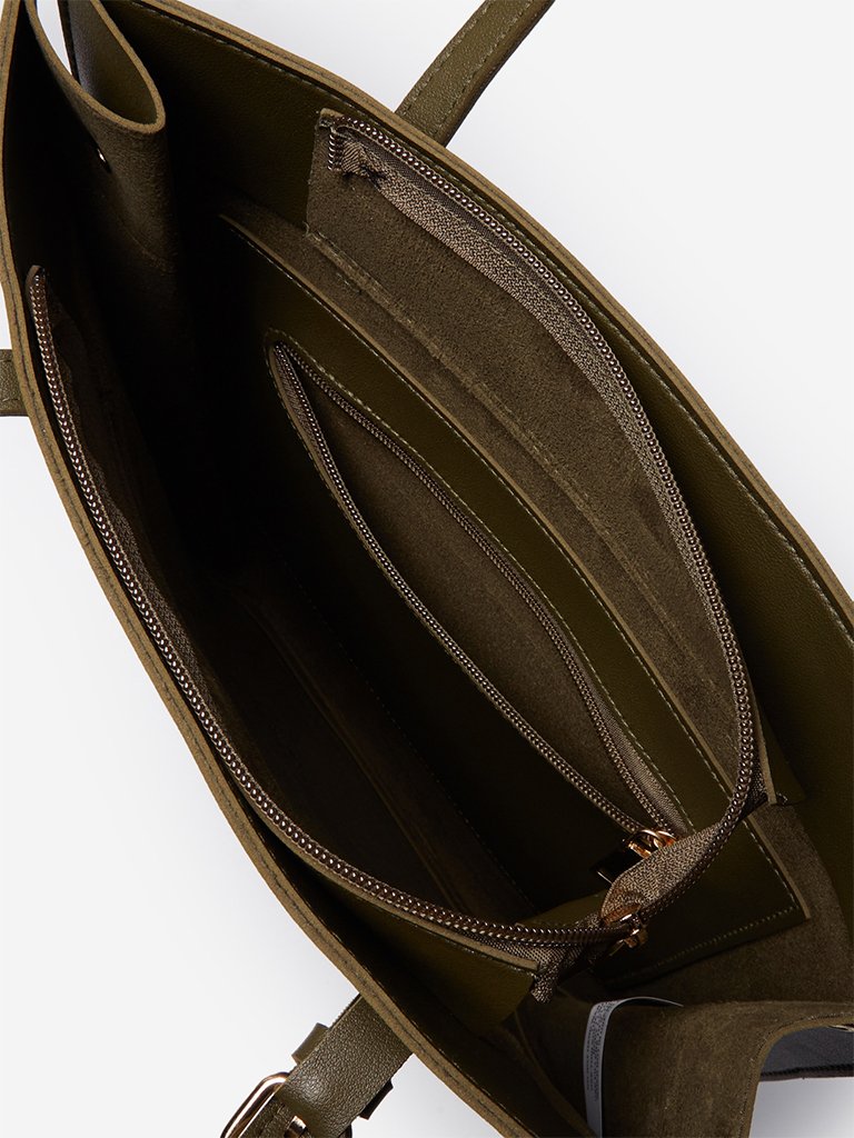 LOV Olive Faux-Leather Tote Bag