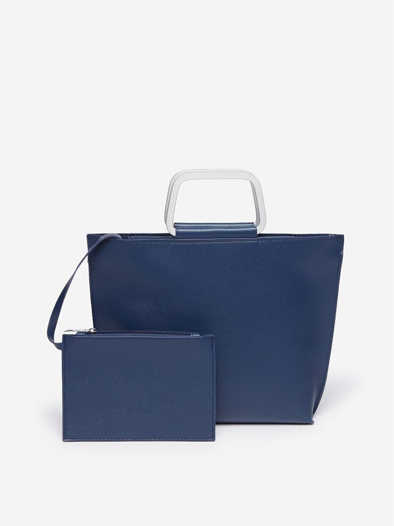 LOV Blue Tote Bag With Pouch
