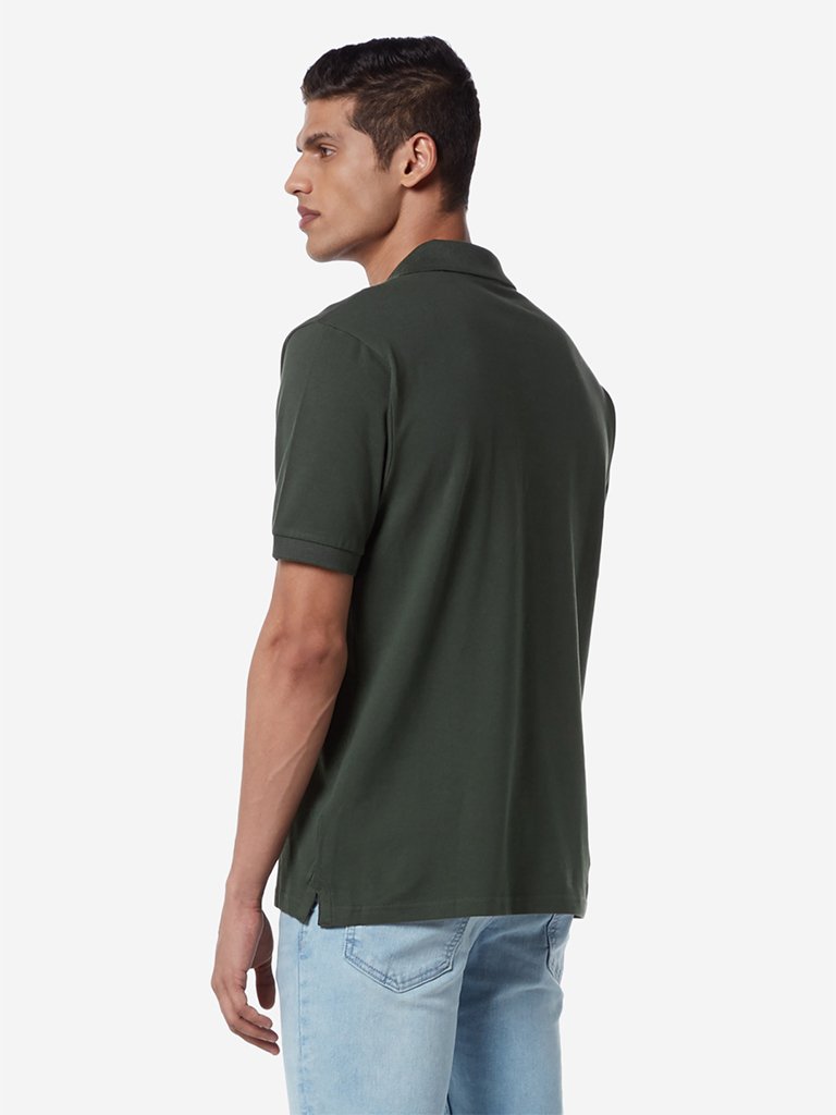 WES Casuals Khaki Relaxed Fit Polo T-Shirt