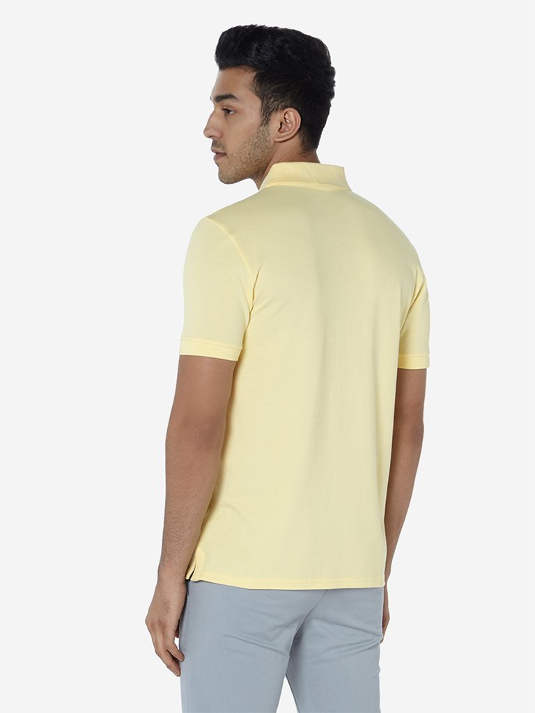WES Casuals Yellow Slim Fit Polo T-Shirt