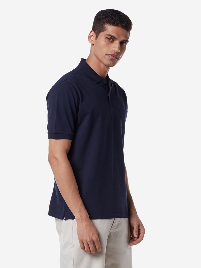 WES Casuals Navy Relaxed Fit Polo T-Shirt