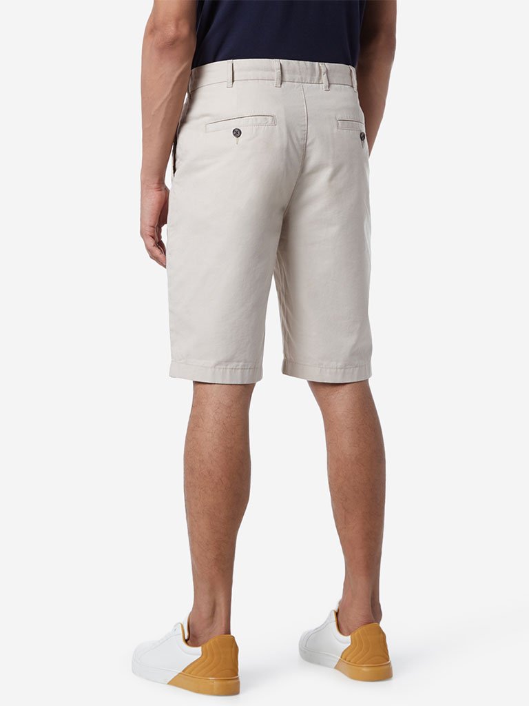 WES Casuals Beige Relaxed Fit Shorts