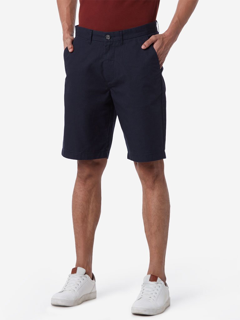 WES Casuals Navy Relaxed Fit Shorts