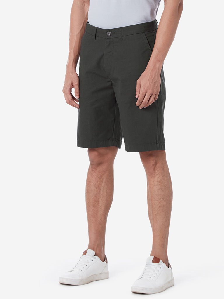 WES Casuals Olive Relaxed Fit Shorts