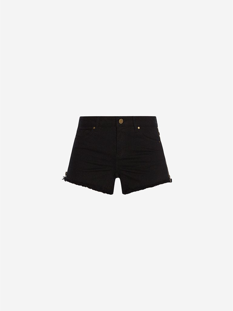 Nuon Black Zipper Design Denim Shorts