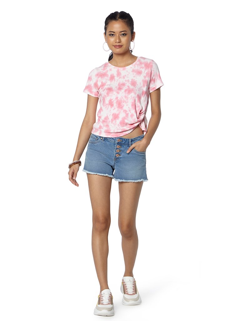 Nuon Blue Fringed Shorts