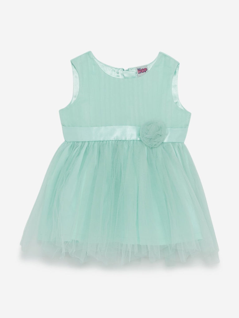 Baby HOP Sea Green Bow-Detailed Dress