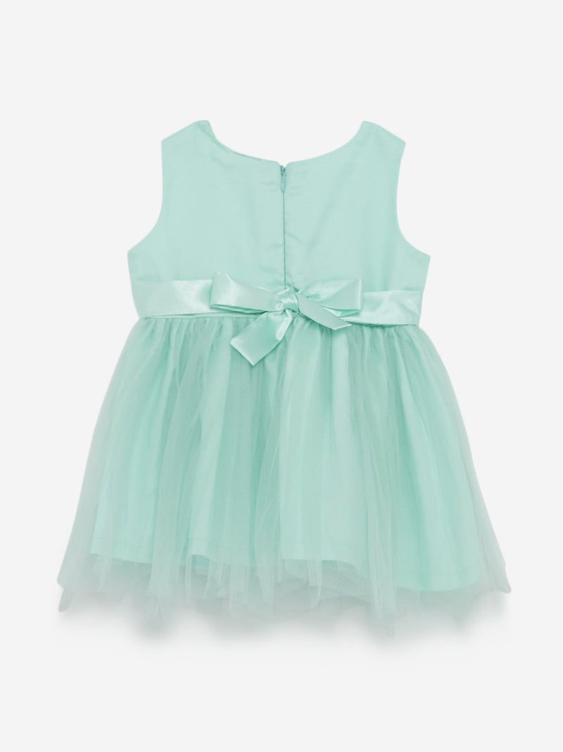 Baby HOP Sea Green Bow-Detailed Dress