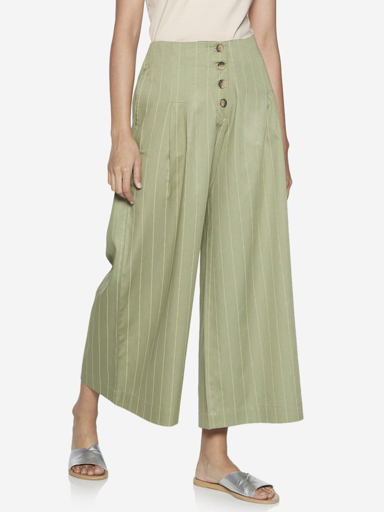 Bombay Paisley Olive Striped Palazzos