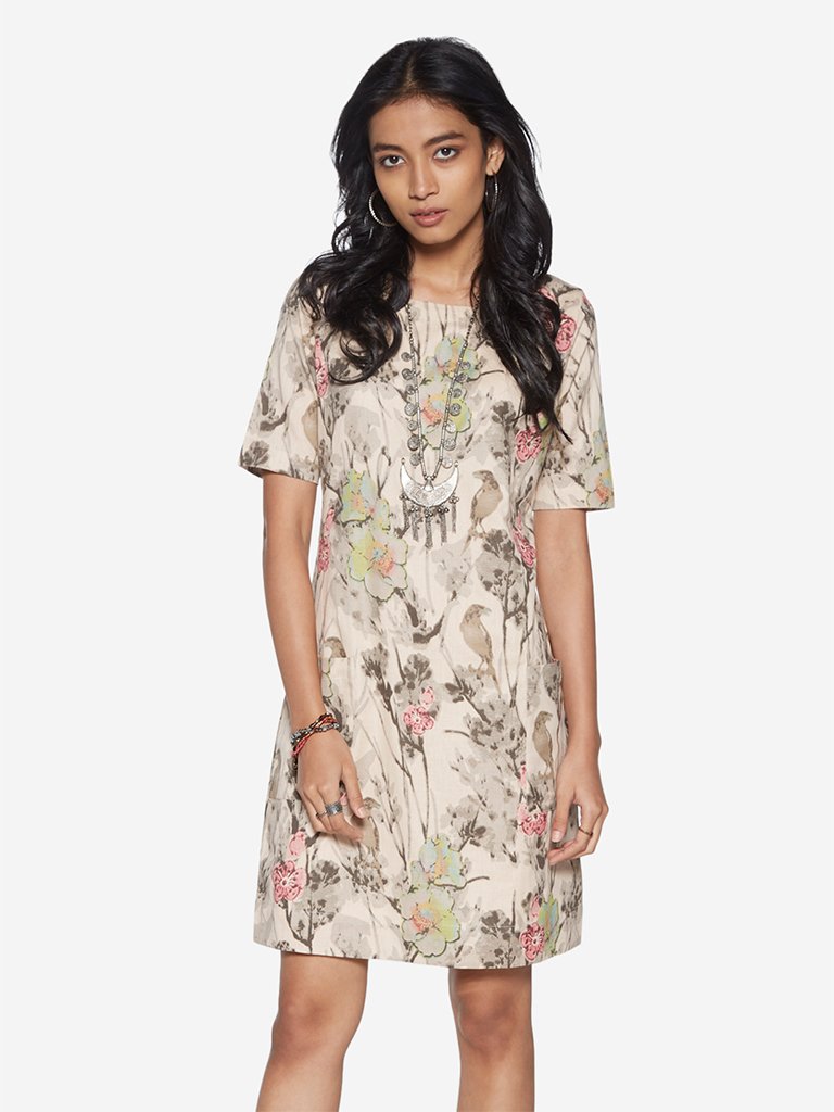 Bombay Paisley Off-White Floral Patterned Dress