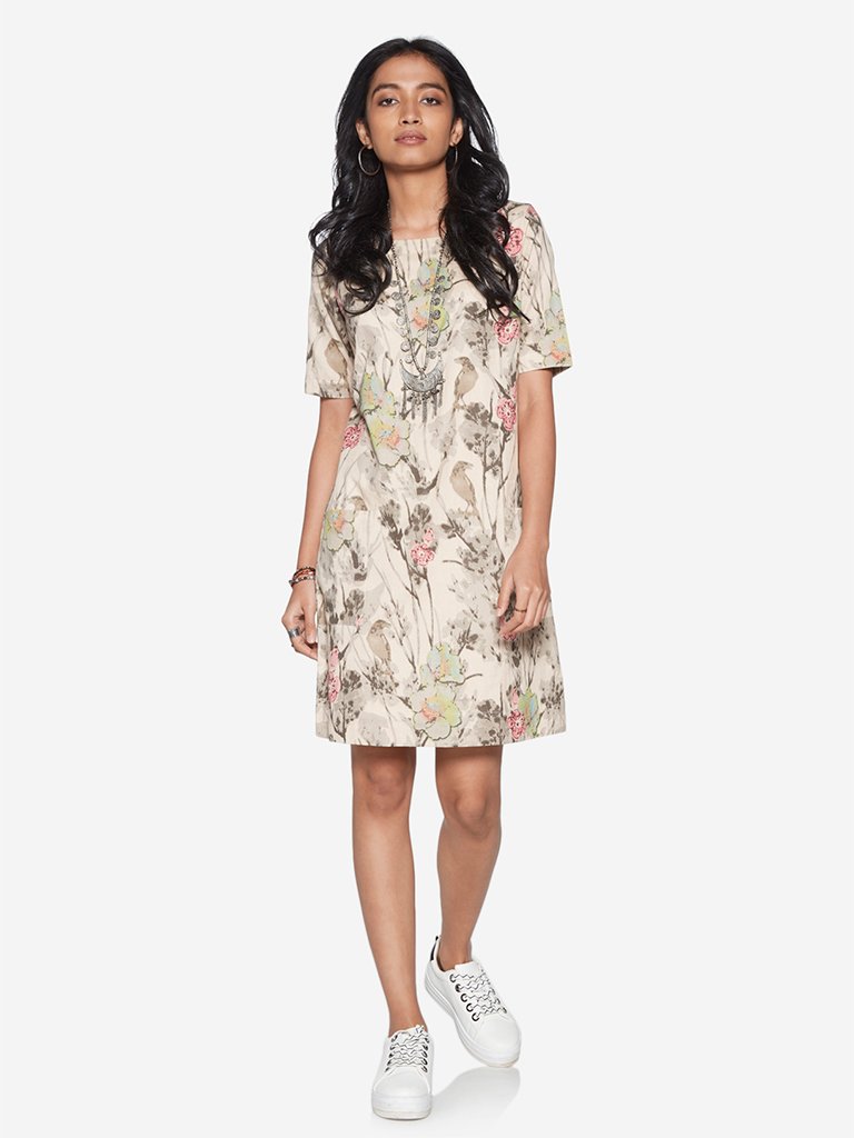 Bombay Paisley Off-White Floral Patterned Dress