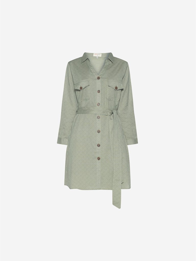 Bombay Paisley Green Shirtdress With Belt