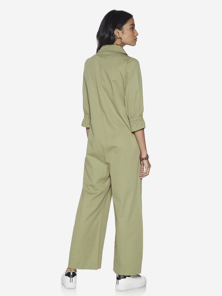 Bombay Paisley Green Pure-Cotton Jumpsuit