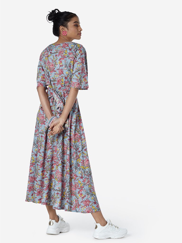 Bombay Paisley Blue A-Line Floral Dress