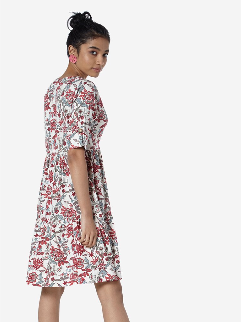 Bombay Paisley White Fit-And-Flare Floral Dress