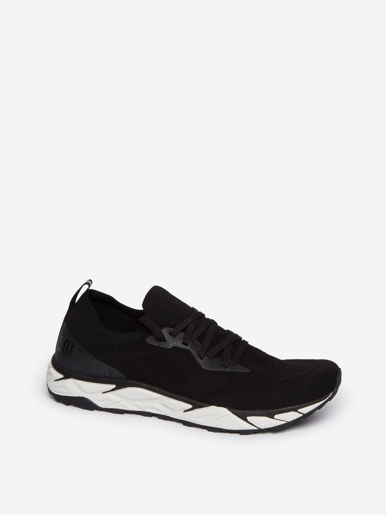 SOLEPLAY Black Lace-Up Slip-On Sneakers