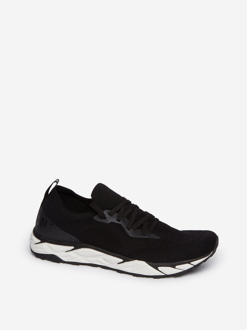 SOLEPLAY Black Lace-Up Slip-On Sneakers