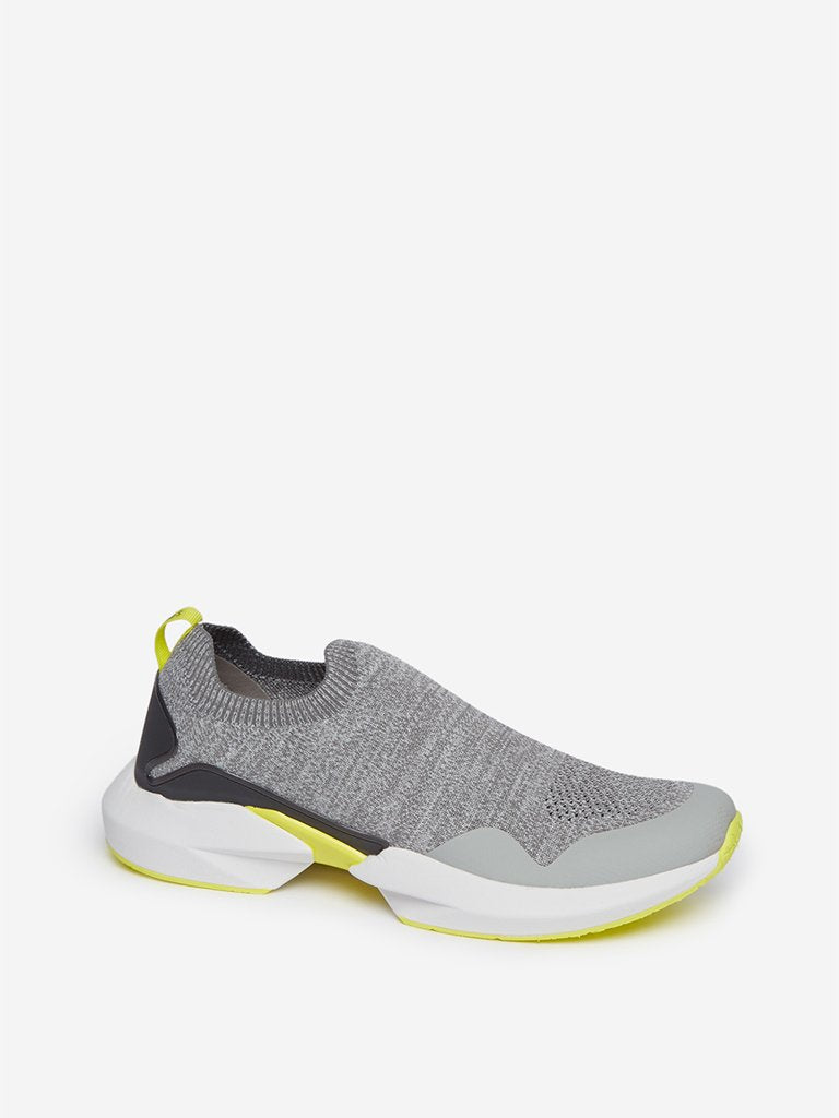 SOLEPLAY Grey Knitted Slip-On Sneakers