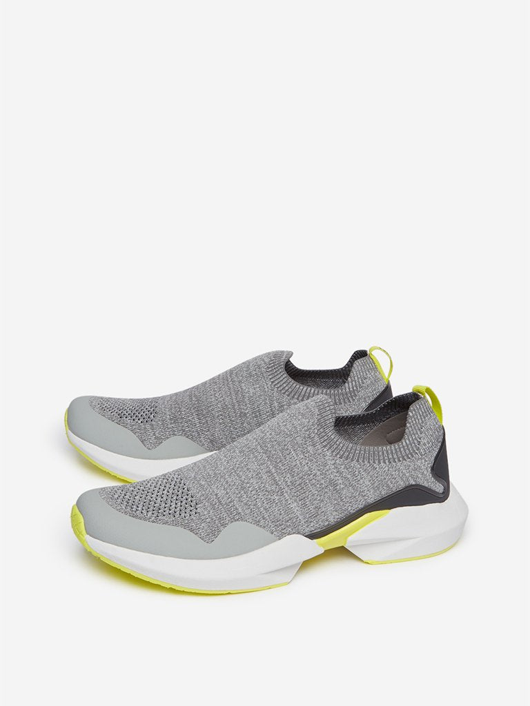 SOLEPLAY Grey Knitted Slip-On Sneakers