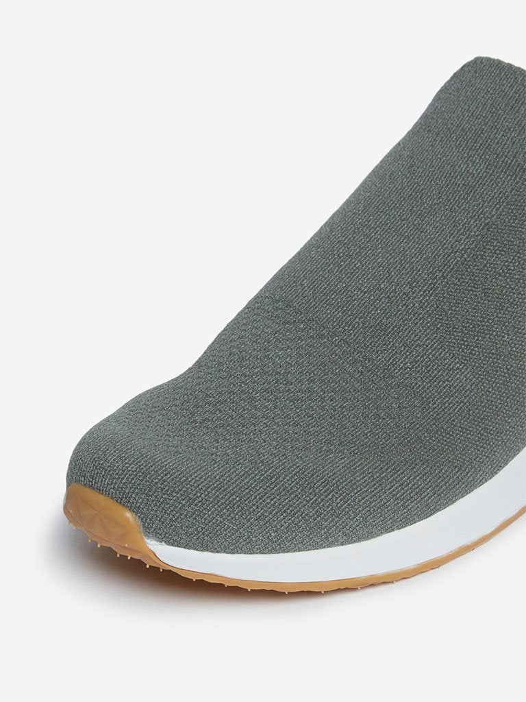 SOLEPLAY Sage Green Slip-On Knitted Sneakers